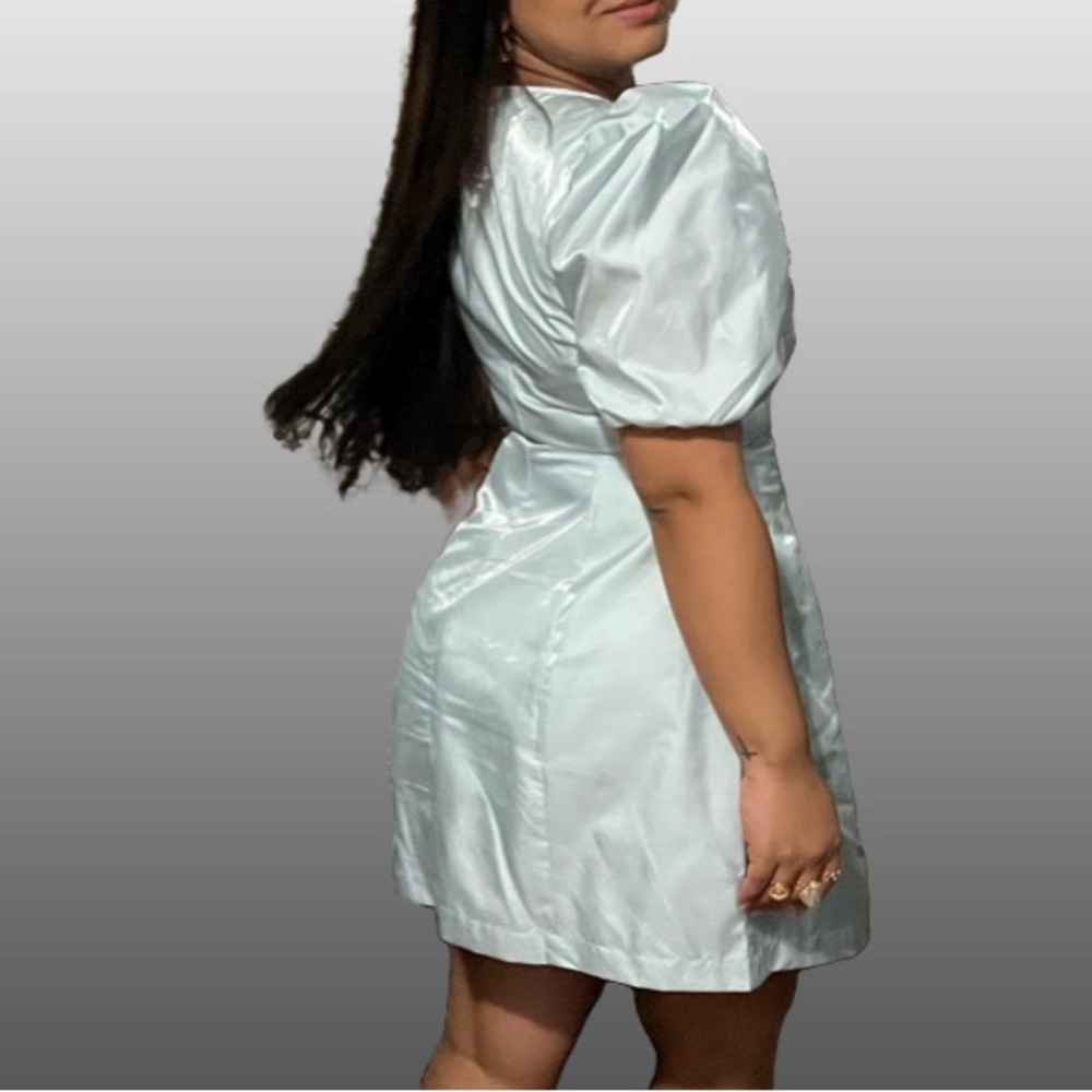 Danielle Bernstein Rhinestone-Button Dress In Del… - image 3